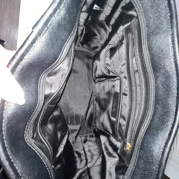 Authentic Michael Kors Jet Set Travel Saffiano Leather Top-Zip Tote Bag Black - Picture 10 of 15